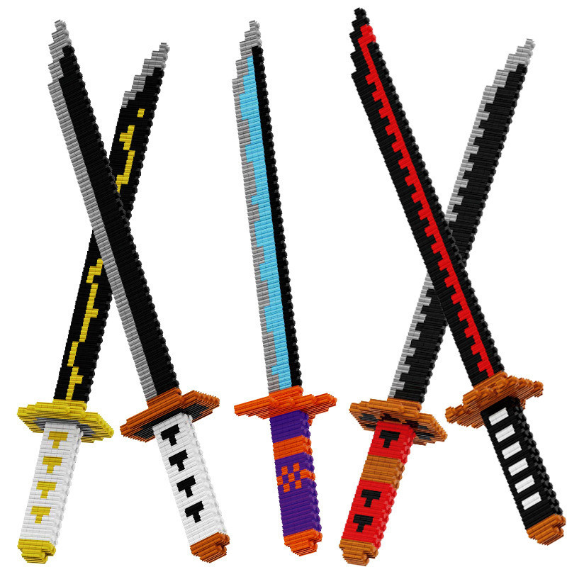 480Pcs Samurai Sword Building Blocks Ninja Blade Katana Japanese Anime ...