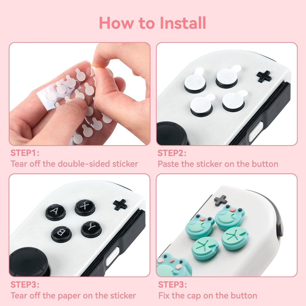 Silicone Cross D-Pad Button Caps Set Cute Joystick Cover ABXY Key ...