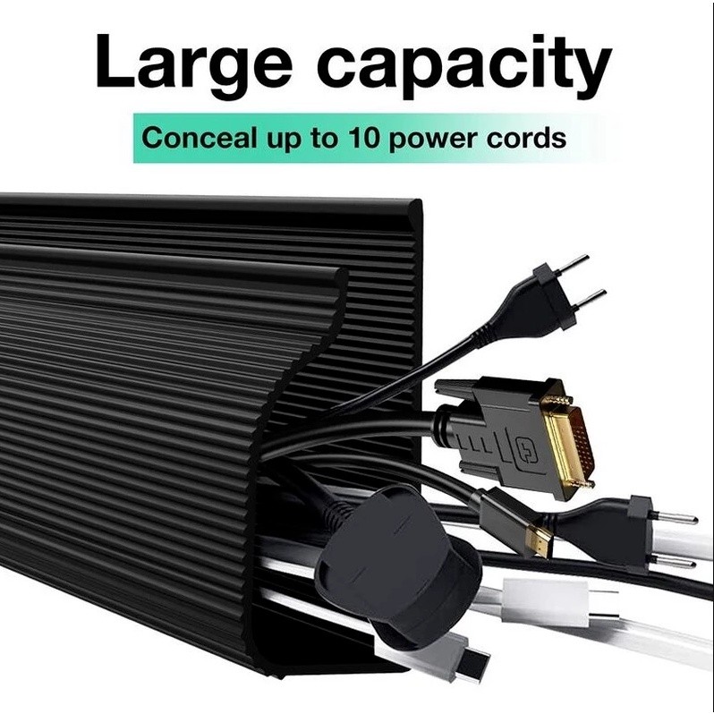 PVC Cord Management Cable Raceway, Wire Channel Black Cable Protector ...