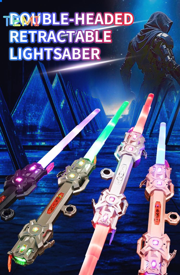 ⭐ Malaysia dalam stok ⭐TEMI Telescopic Double Headed Laser Sword Toy ...