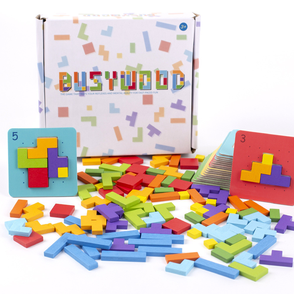 Wooden Block Game Children Building and Battle Block Puzzle Game Board ...