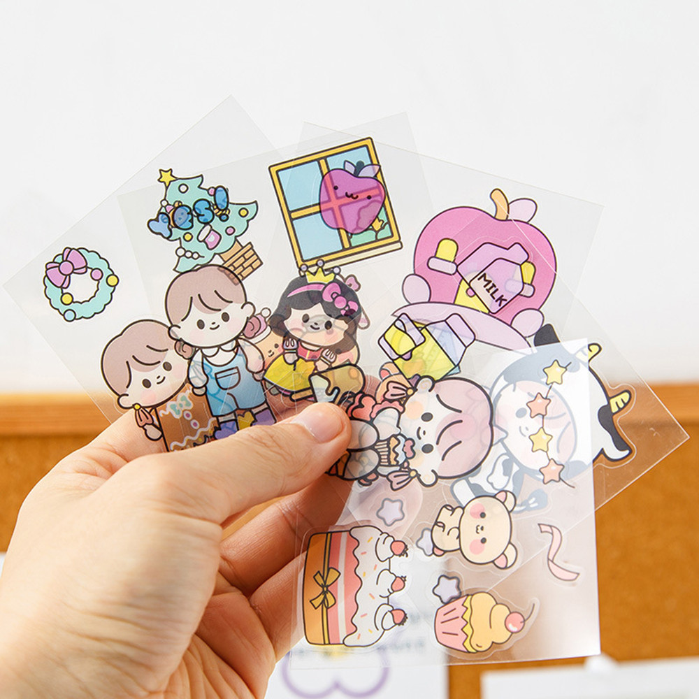 100 Sheets Cartoon PET Waterproof Sticker DIY Diary Handbook Decorative ...