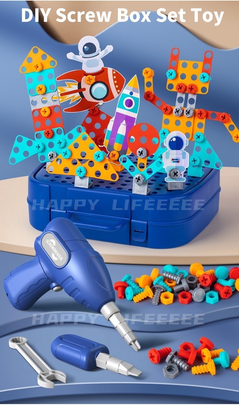 230pcs Building Blocks Children Electric Drill Toy Set Screw Puzzle ...
