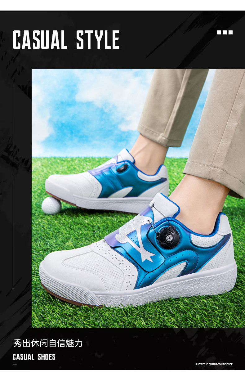 Fashion Men's Waterproof Golf Shoes Breathable Cushioning Sneakers