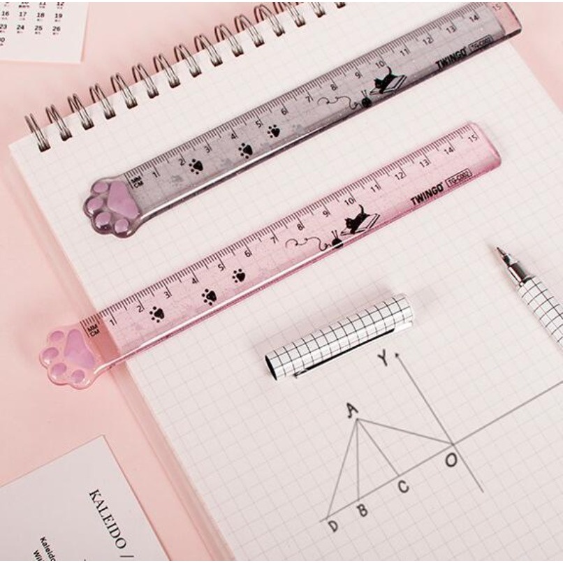 15cm Cute Paw Ruler Transparent Acrylic Student Plastic Straight ...