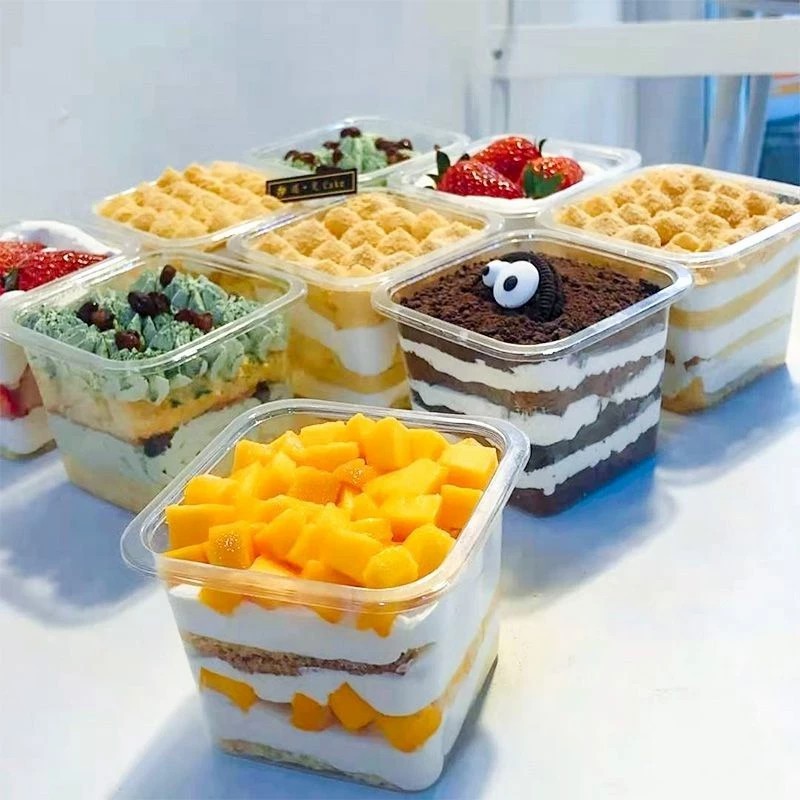 50 Pcs Cawan Kek Segi/Bulat Plastik Box Kek Kecil Terkunci untuk Kue ...