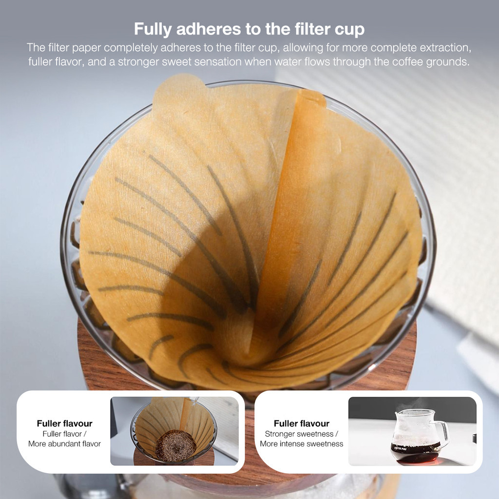 Fan / V-shaped coffee filter paper 100PCS Wood kertas penapis kopi pulp ...