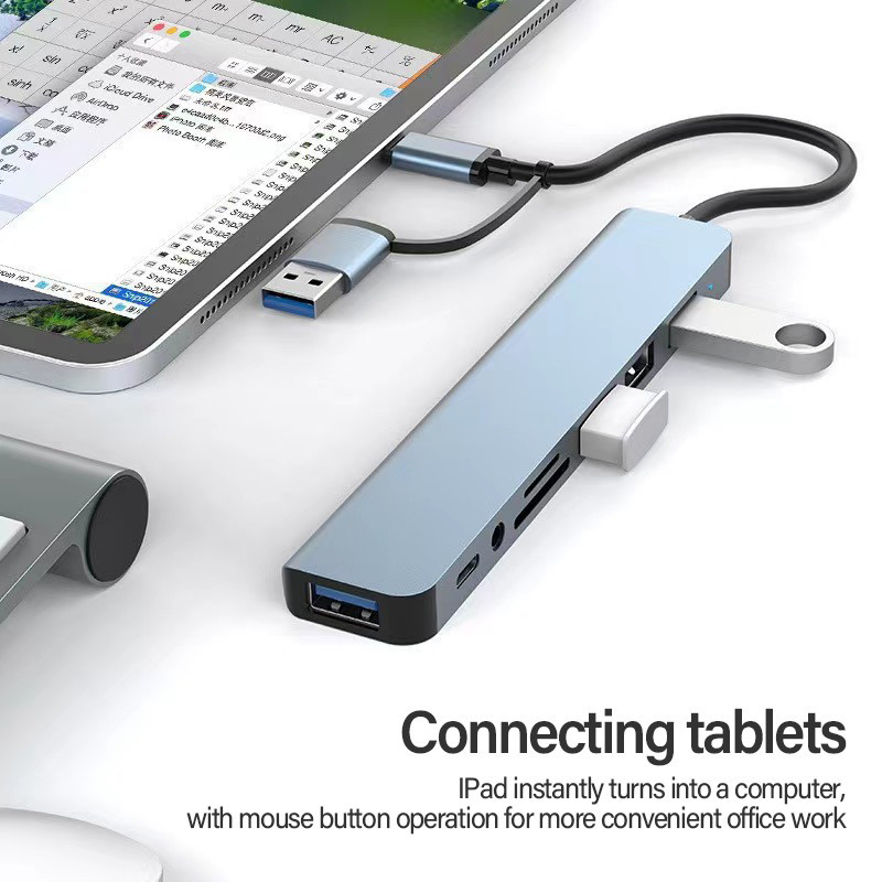 Universal 8-IN-2 USB Type-C Hub Multiport Converter High Speed USB 3.0 ...
