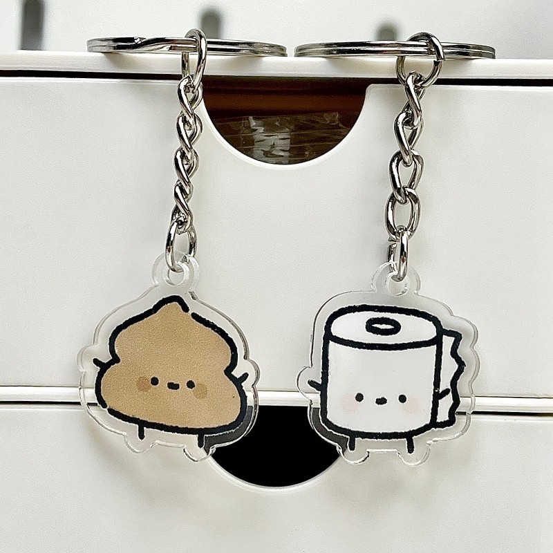Toilet-themed Keychain Cute Cartoon Stool and Toilet Paper Keychain ...