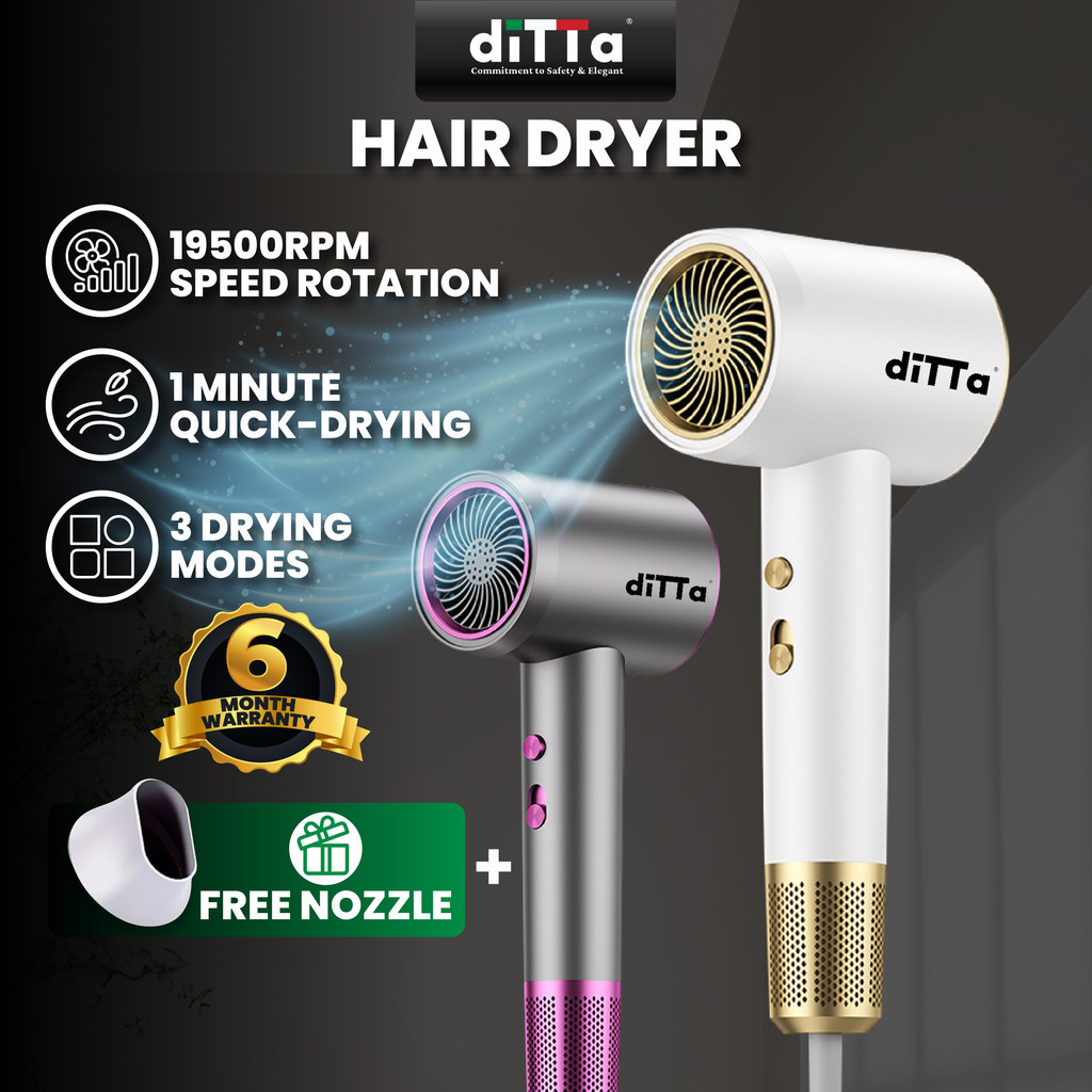 DITTA 2000W High Speed Hair Care Premium Hair Dryer 20 Million Plasma ...