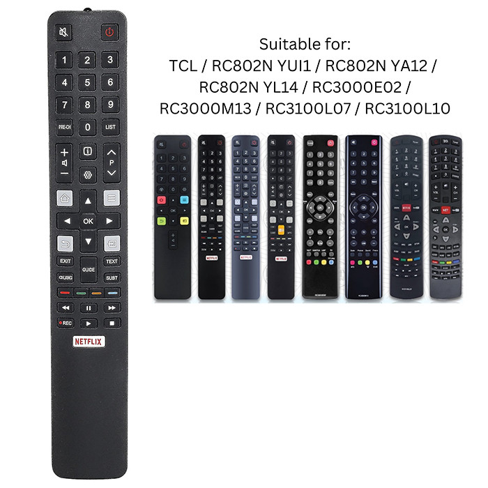 UNIVERSAL TCL SMART TV REMOTE CONTROL RC901V FMR1 FMR6 RC902V RC902N ...