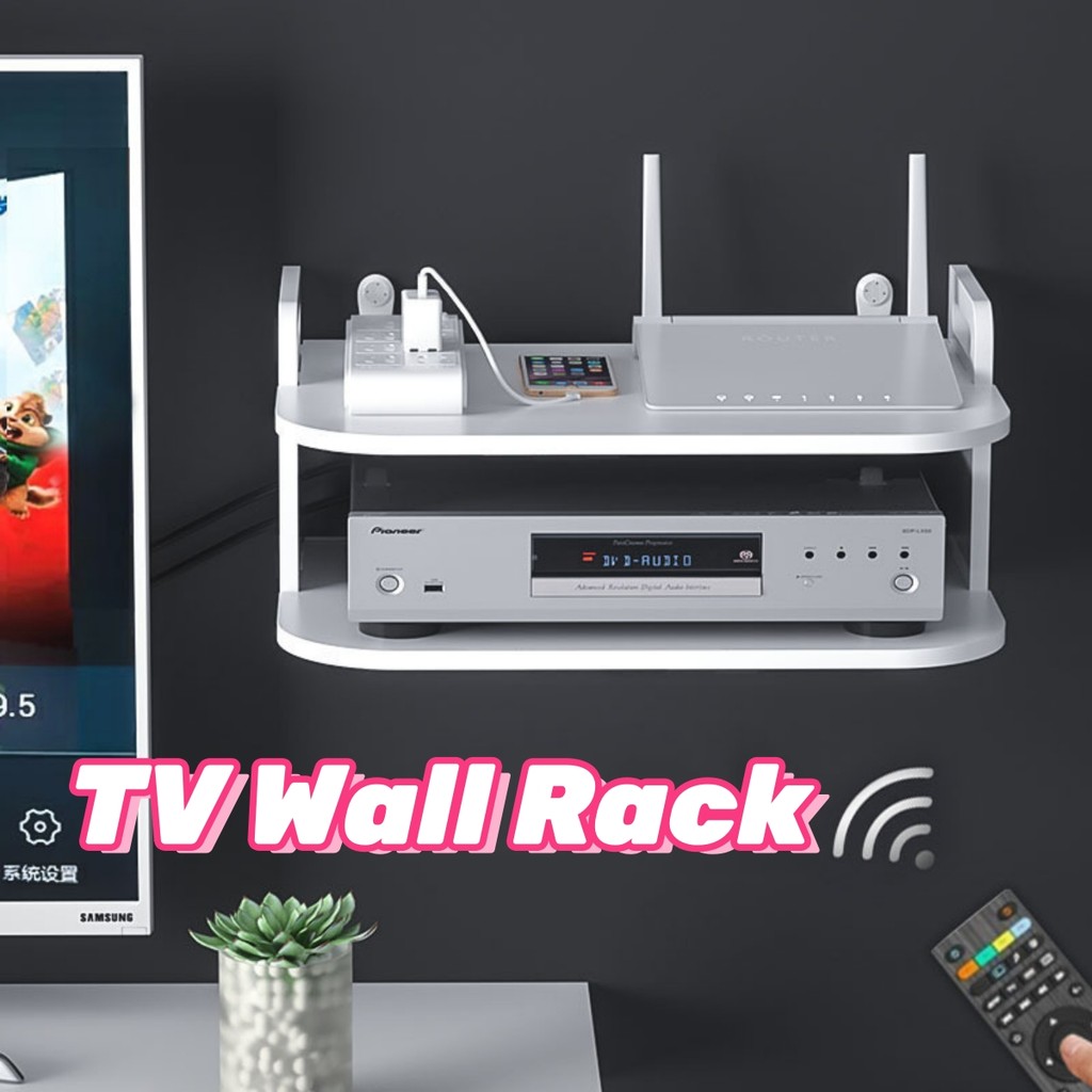 TV Wall Rack Top Box Hanging Floating Storage TVBox Shelf WIFI Wall