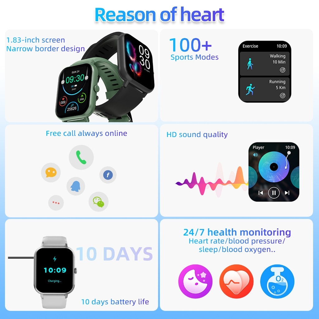 GOOJODOQ Waterproof Health Monitoring Touch Screen Smart Watch | Shopee ...