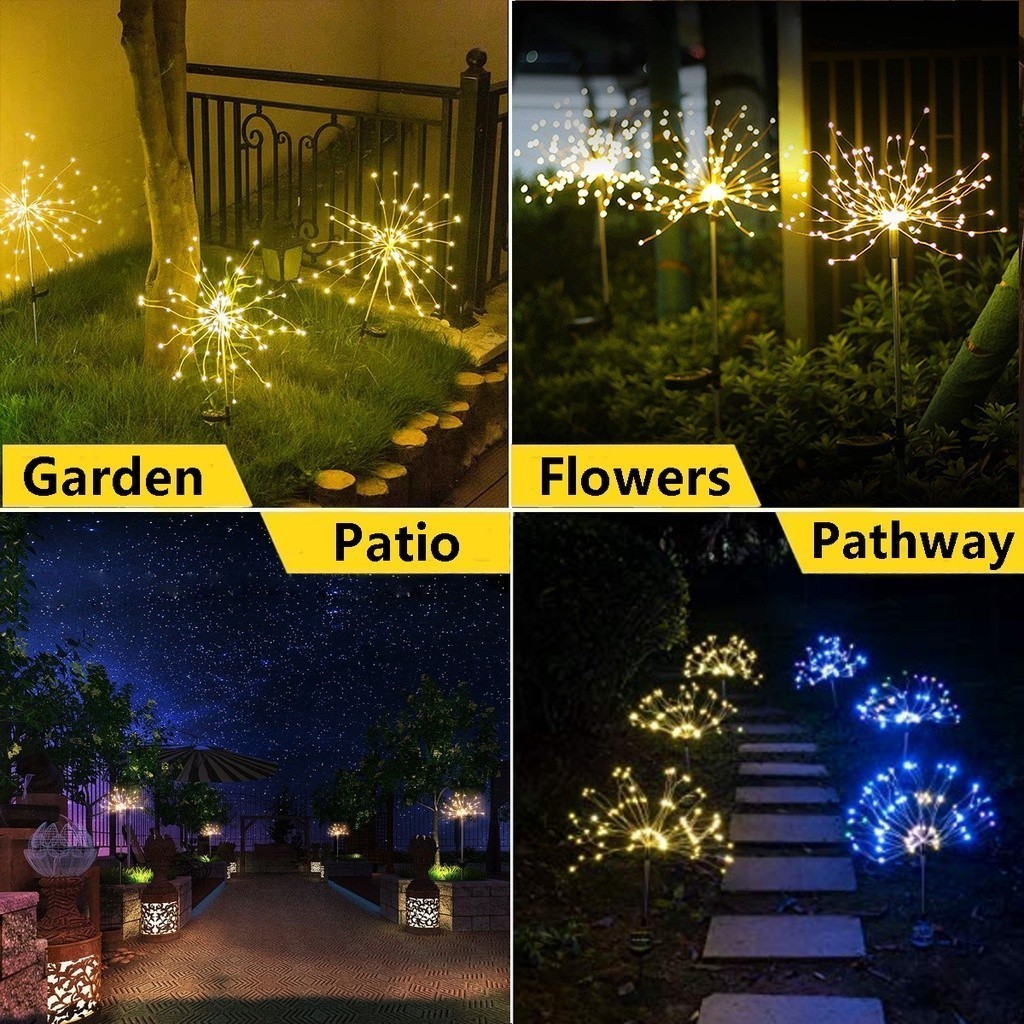 Ligyetor Solar Fireworks Light LED Solar Sensor Firework Light Garden ...