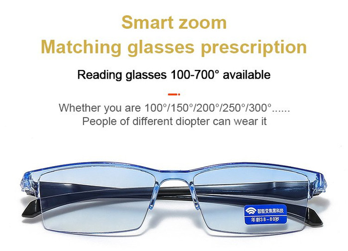 Smart Zoom Gradient Reading Glasses [Blue Light Blocking] Astigmatism ...