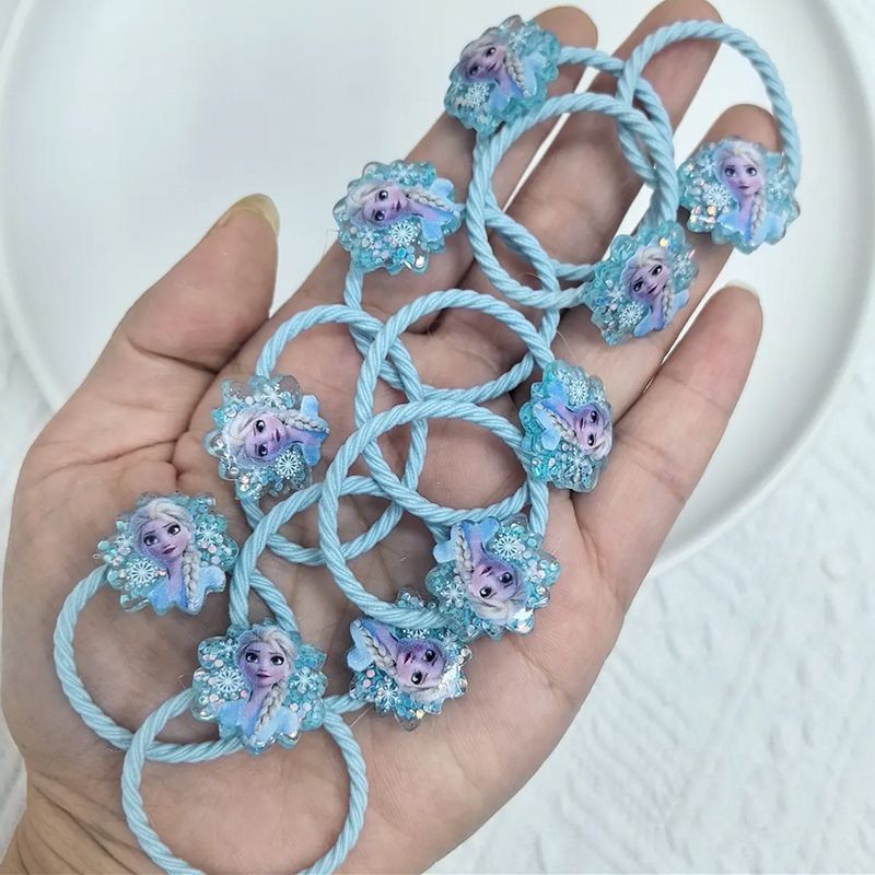 ((10 Pcs) Blue Princess Elsa Hair Tie Girl Sweet Cute Cartoon Pink ...