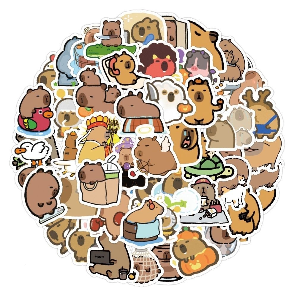 Capybara Cute stickers 200pcs ins风可爱贴纸 卡皮巴拉水豚贴纸爆款高颜值动物diy装饰手机壳防水贴画 手帐贴纸 ...