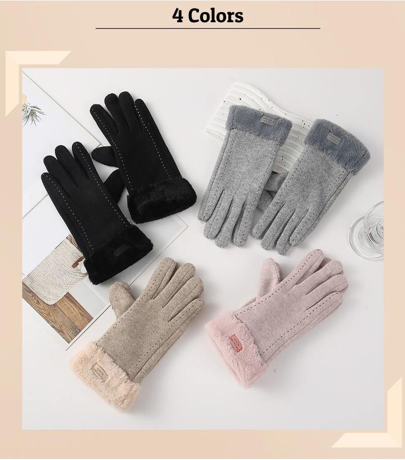 Geyoga 4 Pairs Women's Winter Touch Screen Gloves Soft Warm Lined Fleece Knit Elastic Cuff Texting Gloves(Beige, Dark Gray) At Women's Clothing Store