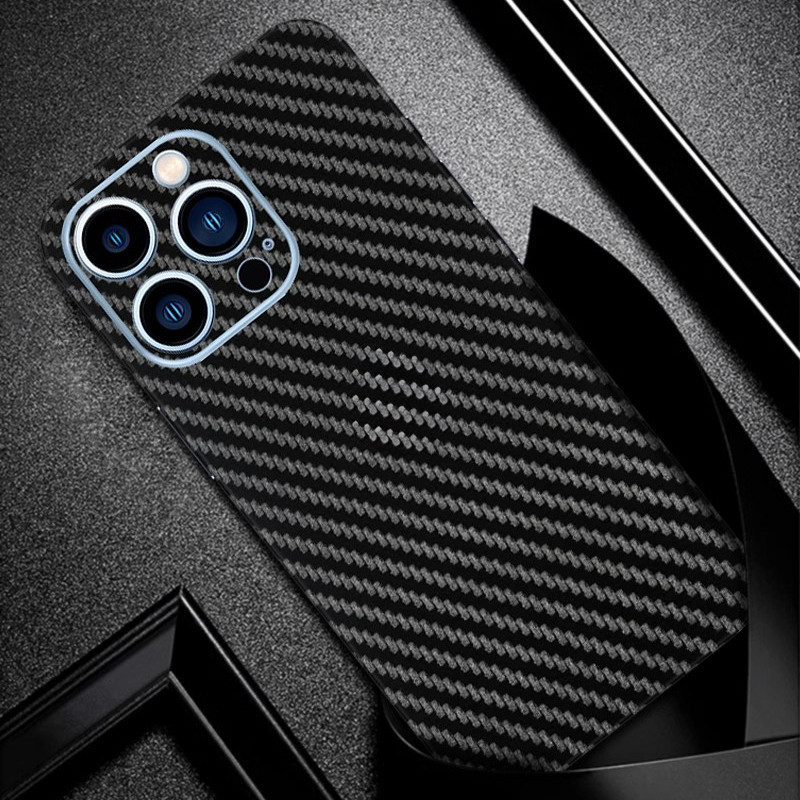 Carbon Fiber Sticker Compatible for iPhone 16 15 14 13 Pro Max Plain
