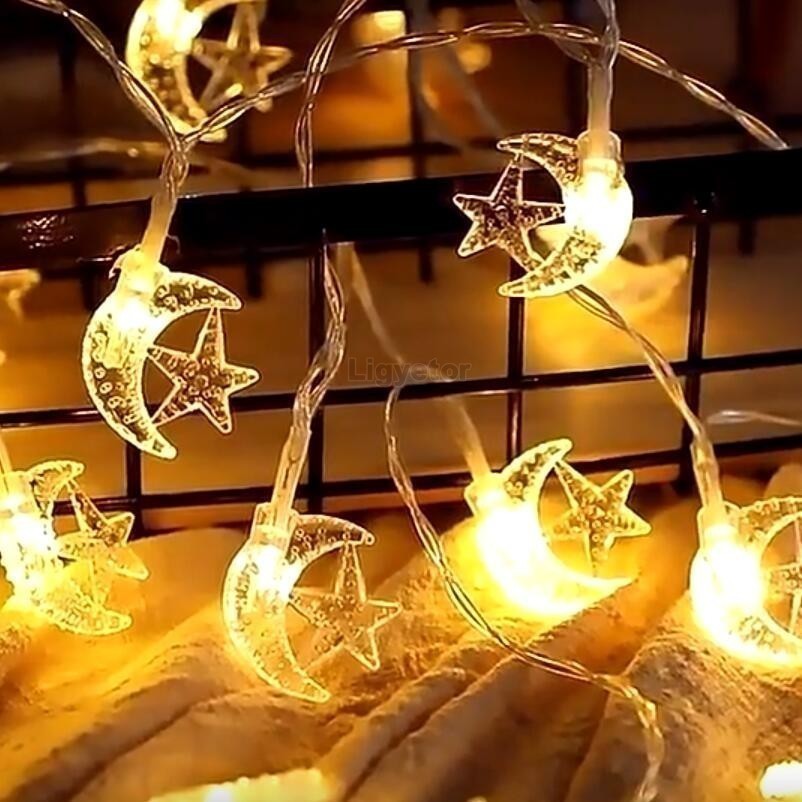 Ligyetor Ramadan Moon Star String Light Eid Mubarak Outdoor Party ...