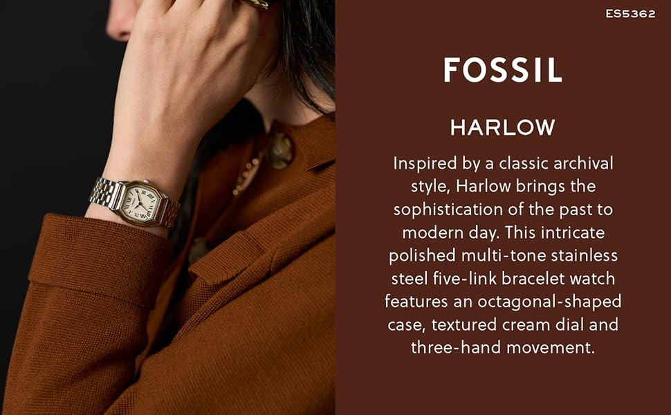 Fossil Lady ES5362 Harlow Three-Hand Cream Dial Two-Tone Stainless ...