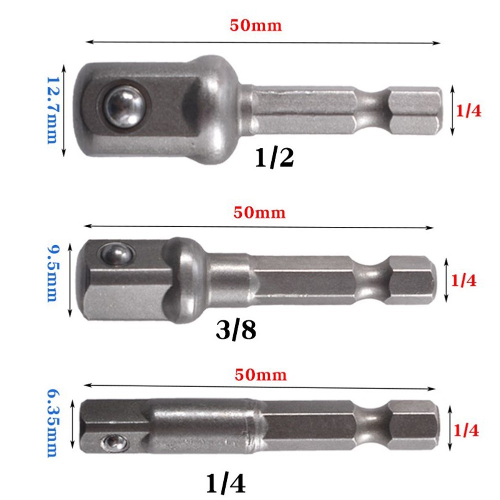 【HDS01】Socket Adapter Hex Shank Extension Drill Bits Bar Set Adapt To ...