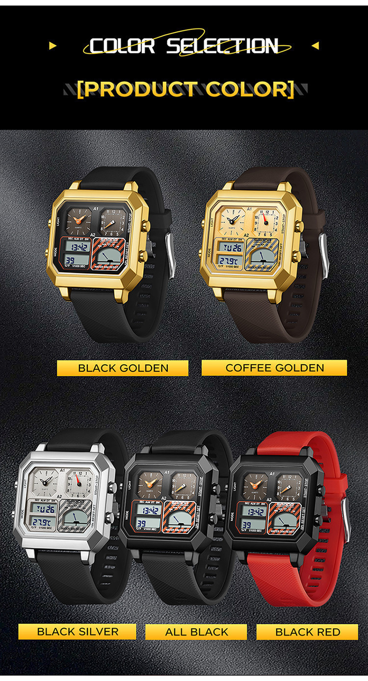 SANDA Square Dial High-end Multi Display Personalized Cool Sports ...