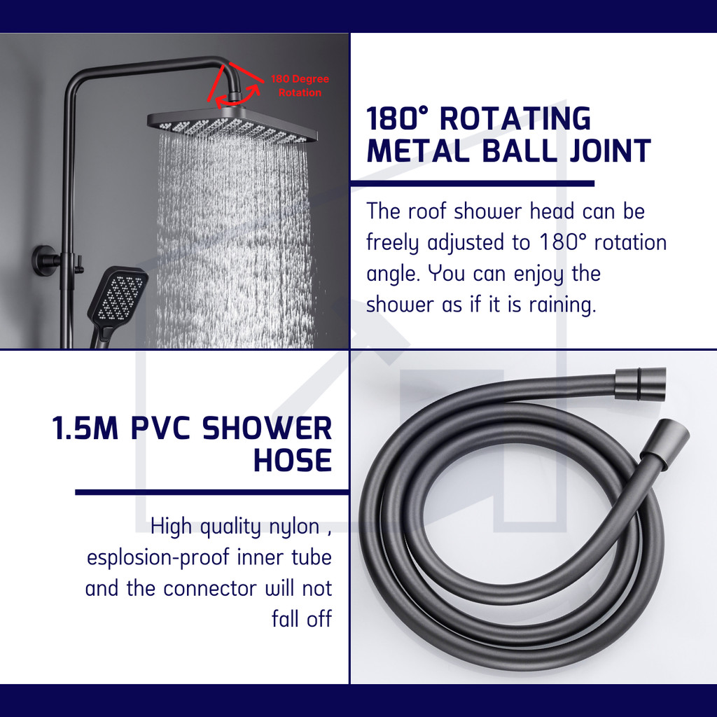 HEMOS BATHROOM FAUCET 3 MODE BRASS MIXER RAIN SHOWER SETS SET MANDIAN