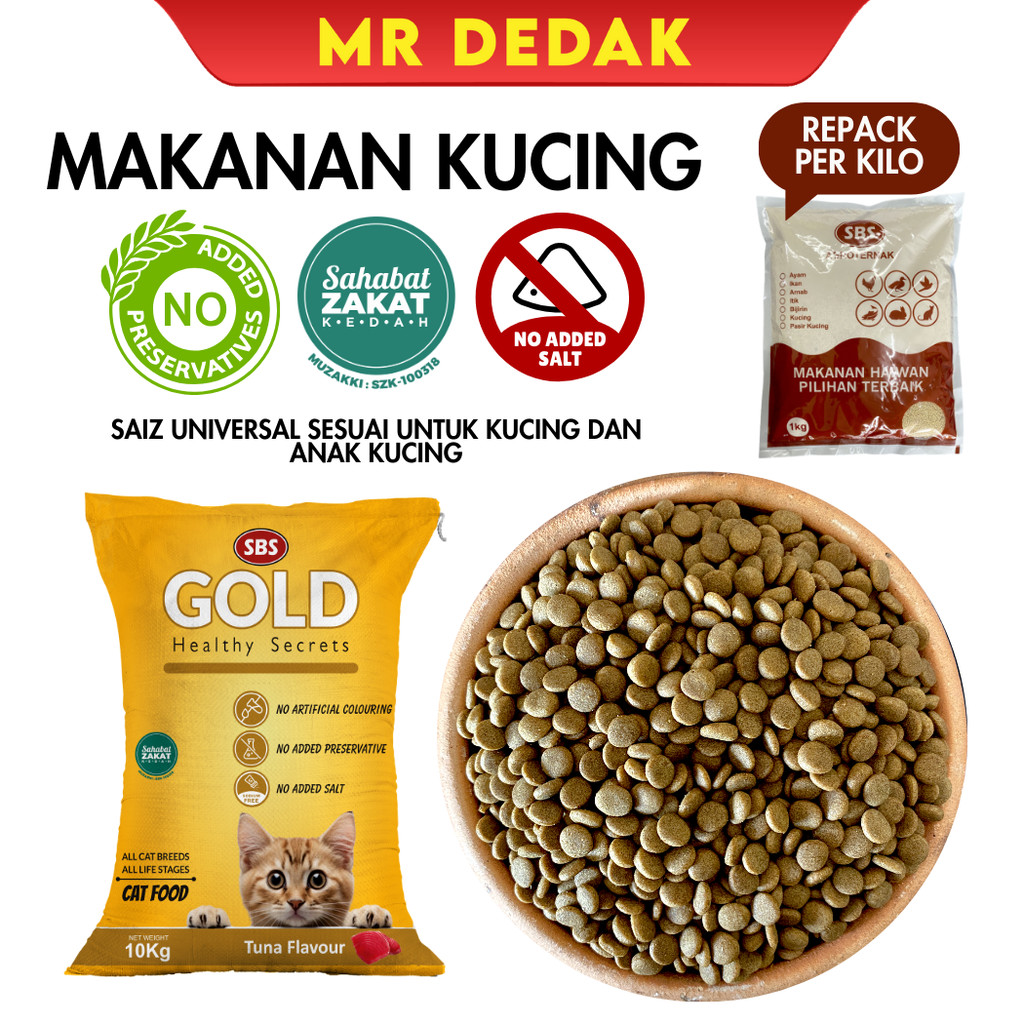 [REPACK] [1KG] Makanan Kucing Premium SBS GOLD Tiada Pewarna |Cat Food ...