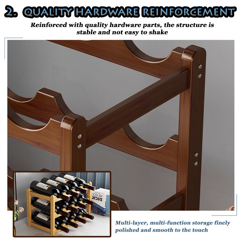 GDeal 3/4 Layer Bamboo Wine Rack Wine Storage Racks Champagne Cabinet ...