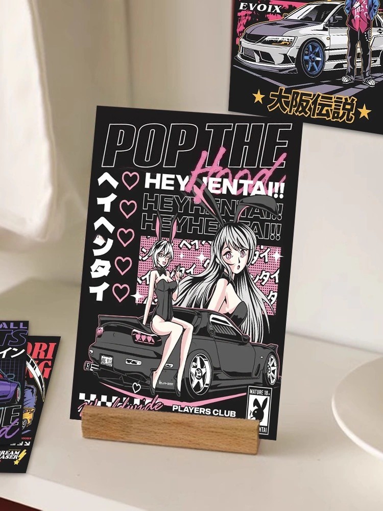 10pcs JDM Car Anime Racing drift Japanese Posters 10×15CM Wall Stickers ...