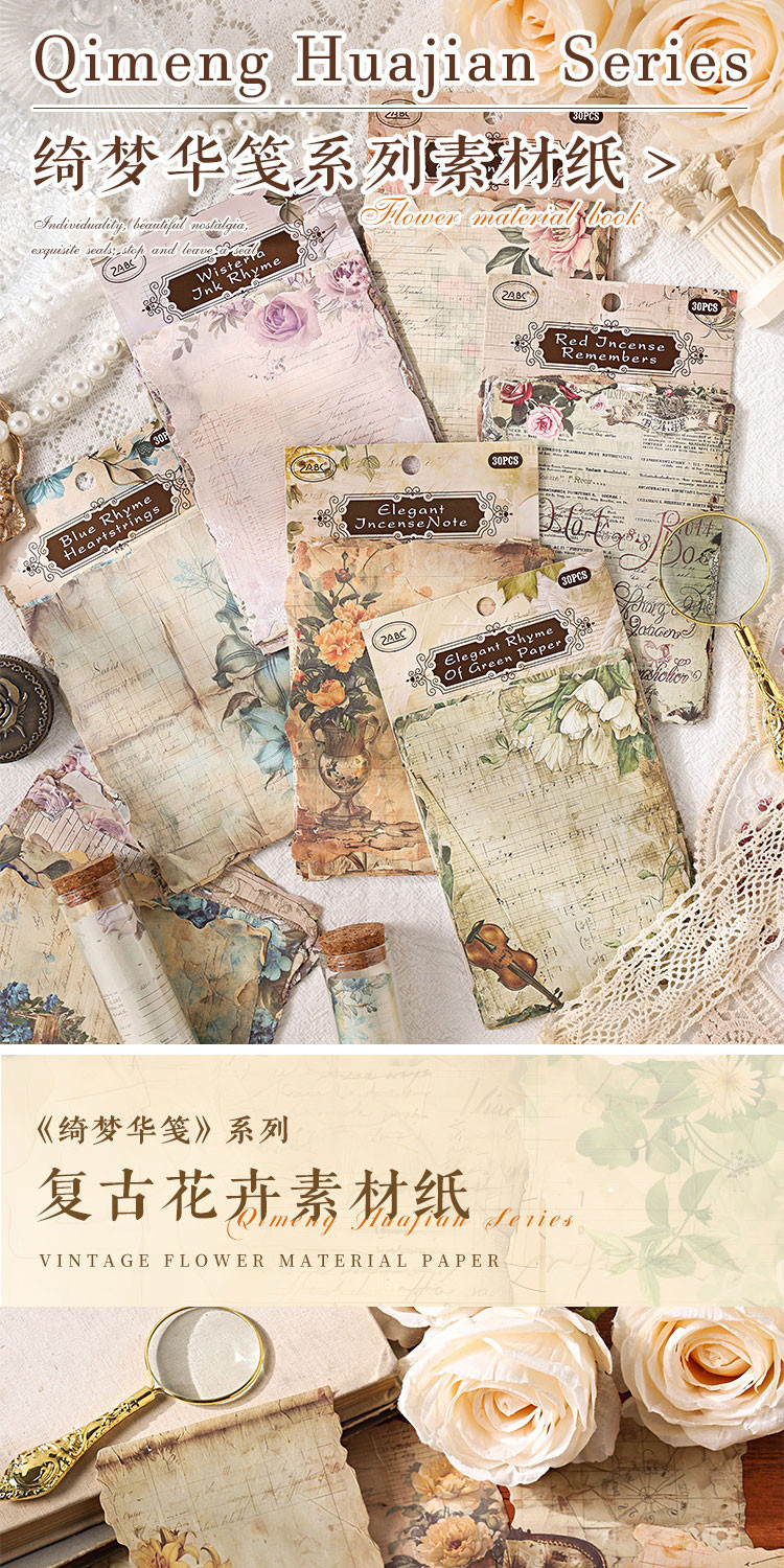 Journamm 30 Sheets Vintage Background Craft Paper Collage Junk Journal ...