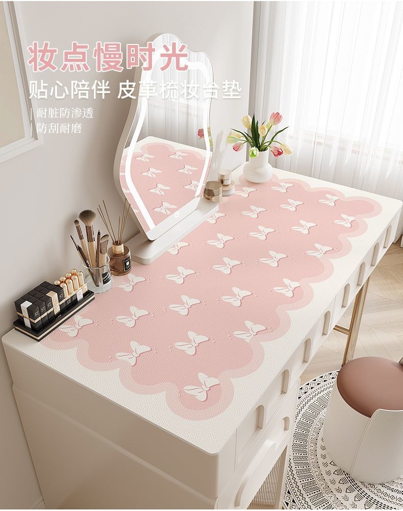 Girly Pink Leather Dressing Table Mat Makeup Desktop Protection Mat No ...