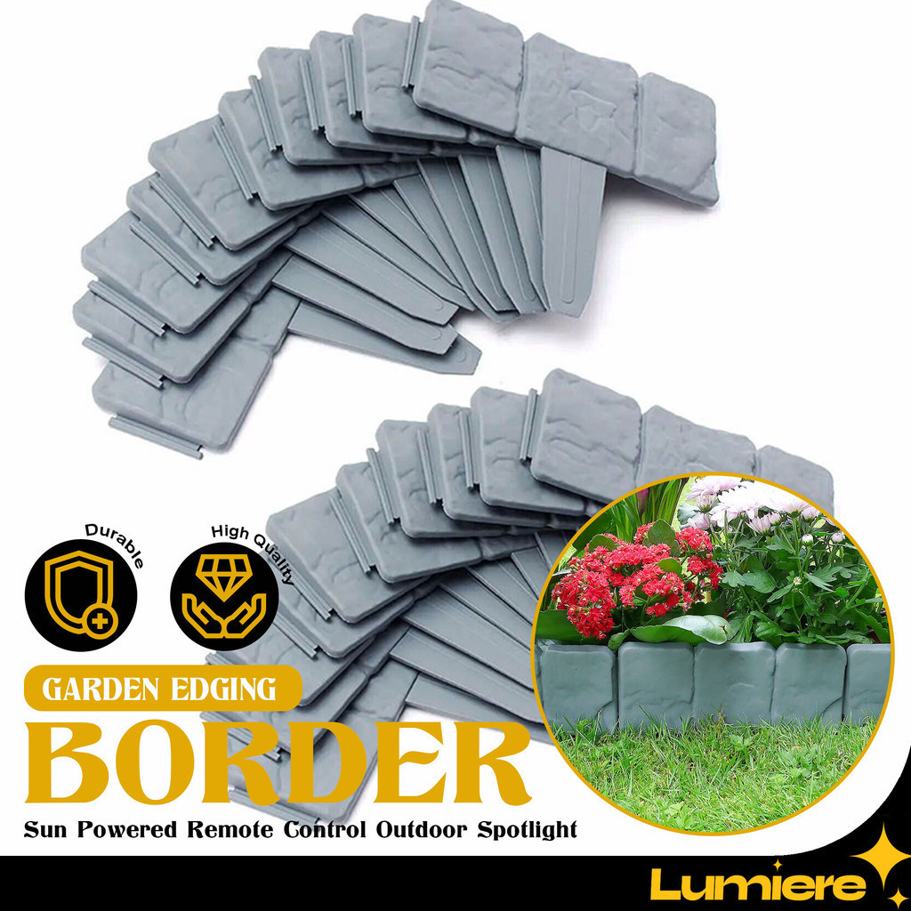 Garden Edging Fence Rustic Stone Look Border DIY Outdoor Lawn Yard ...