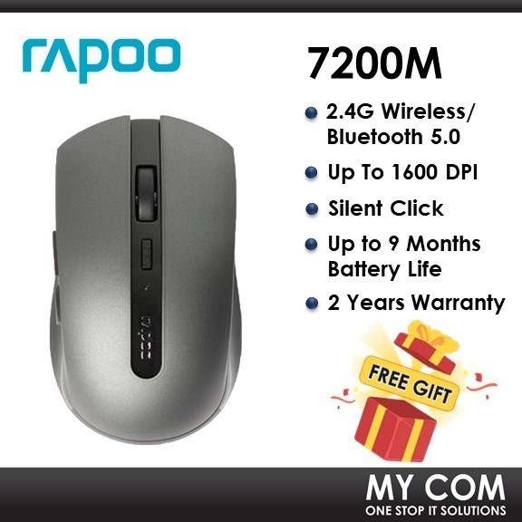 Rapoo 7200M 2.4G Wireless/ Bluetooth 5.0 Multi Mode Optical Mouse With ...