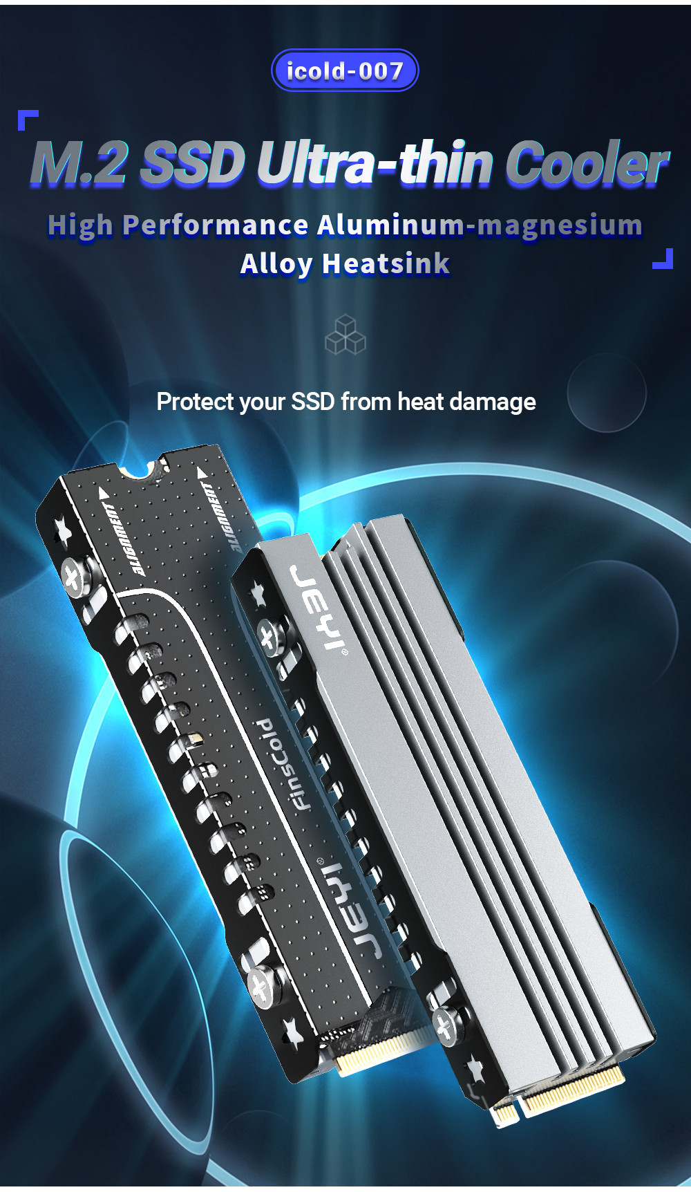 JEYI M.2 SSD Heatsink, NVME NGFF Cooling Aluminum Cooler Radiator with ...