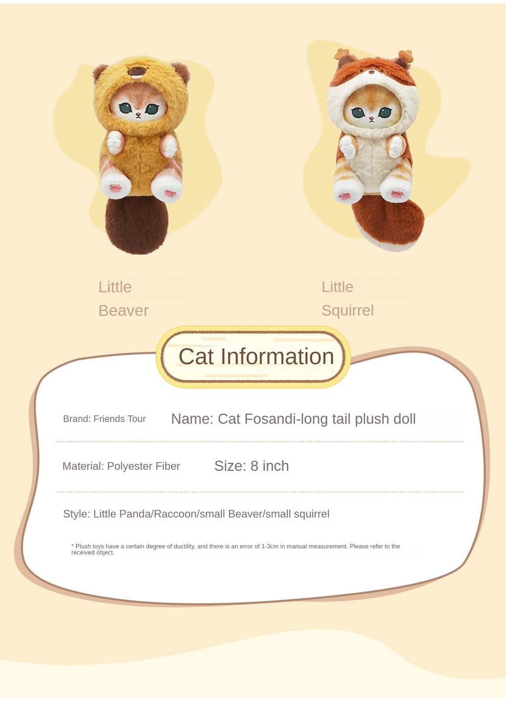 Genuine Mofusand long tail cat doll Sleep Hug Animal Series Plush Cute