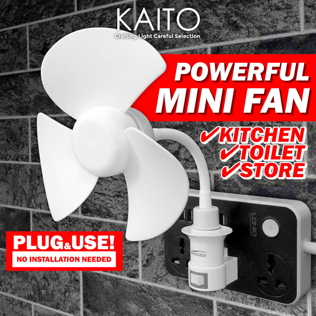 【PLUG & PLAY】 E27 Mini Fan Kipas E27 For Bathroom Toilet Kitchen ...