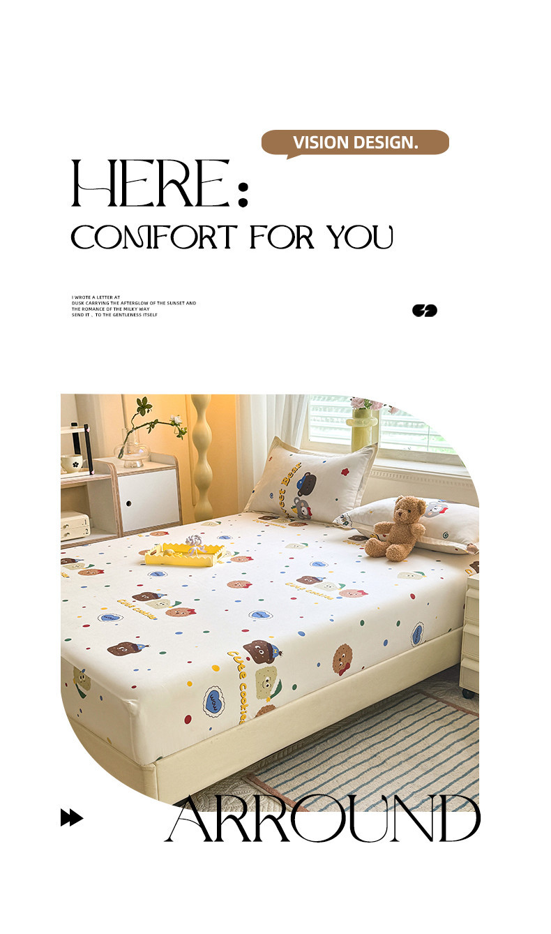 Fitted cadar murah Bed Sheet Washed Cotton Cartoon Animal Printed