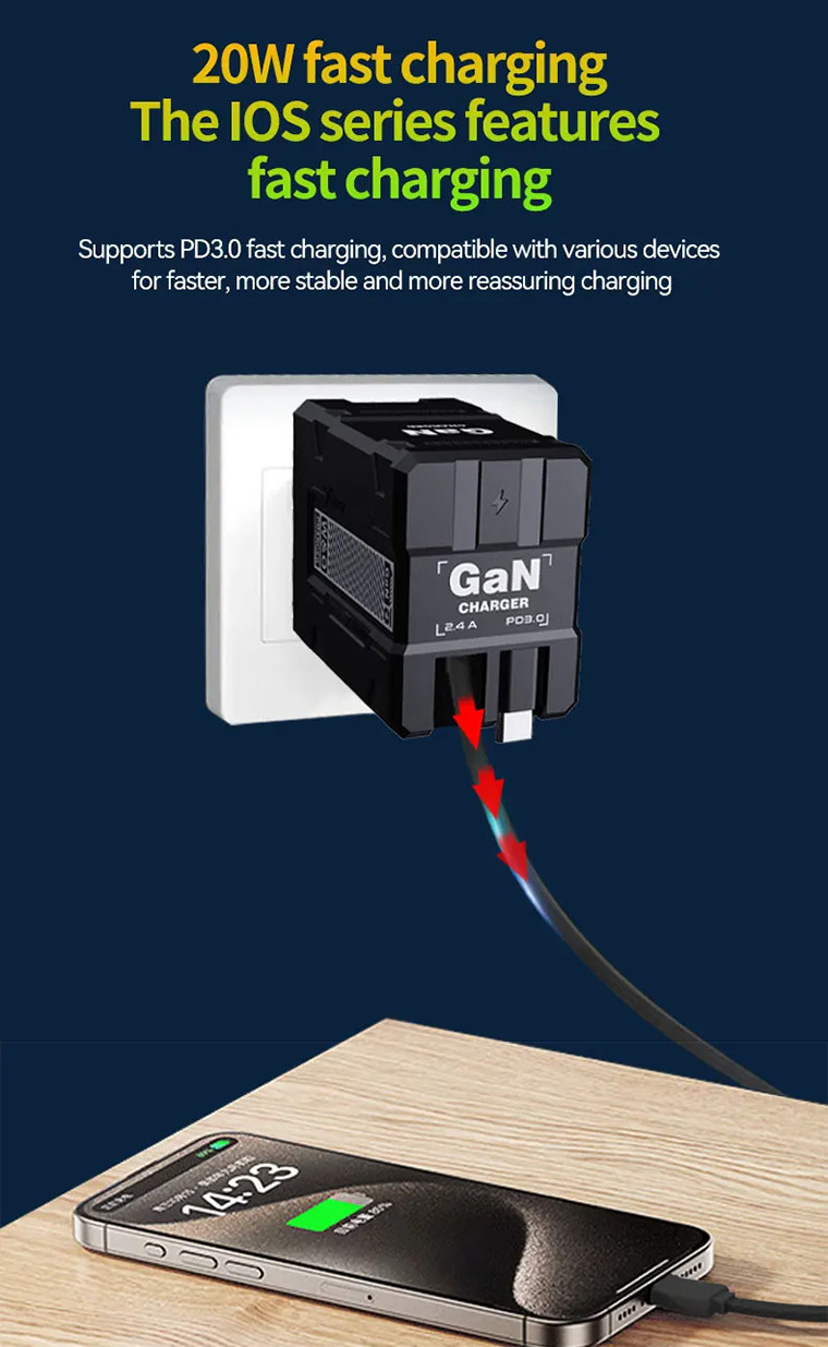 Mech-Style 120W GaN Fast Charging Adapter With Type-C+ios 80CM ...