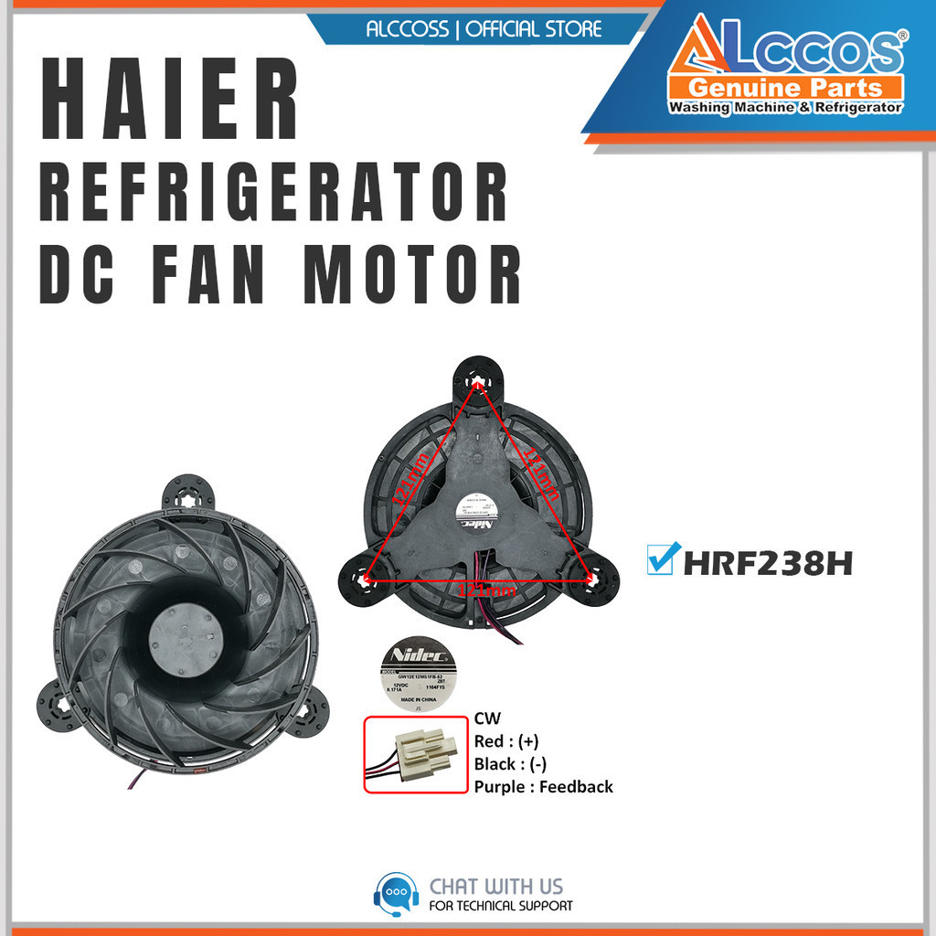 (ORIGINAL) HAIER HRF238H Refrigerator DC Fan Motor GW12E12MS1FB-52 ...