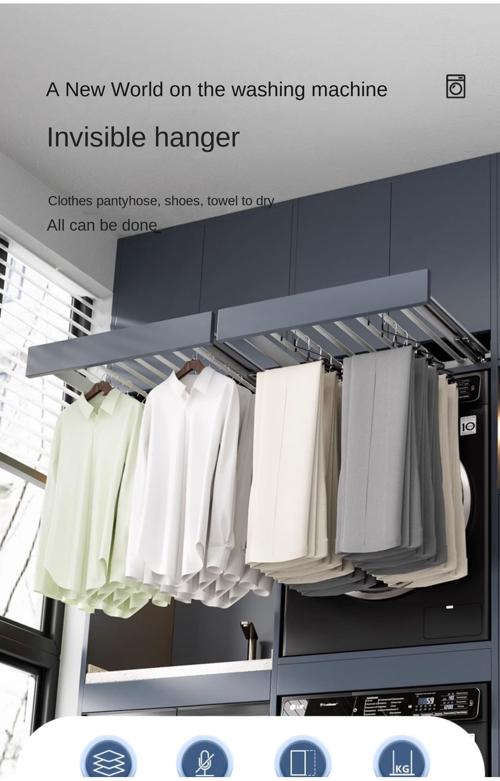 Washing Machine Invisible Drying Rack Balcony Dryer Hidden Pull-out ...