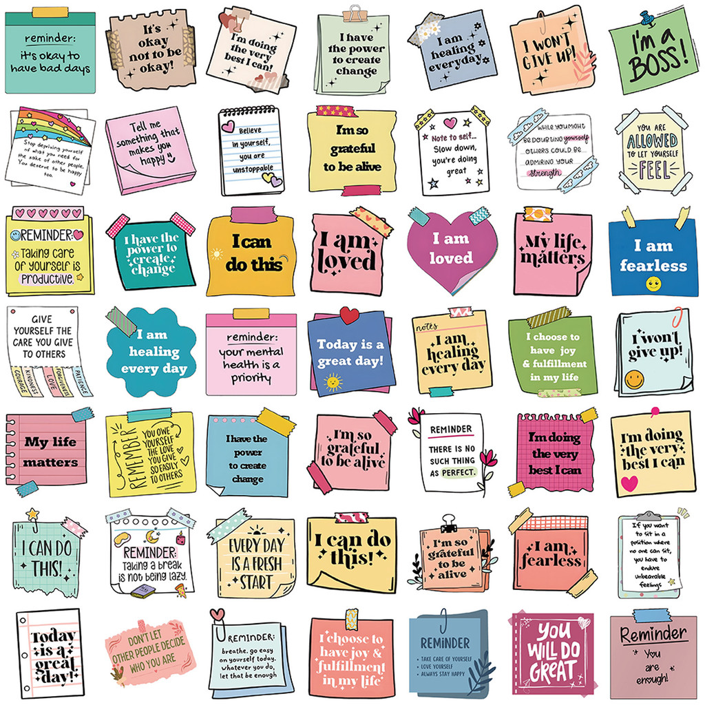 INSPIRATIONAL QUOTES STICKY NOTES 50 pcs Waterproof Non Repeating ...