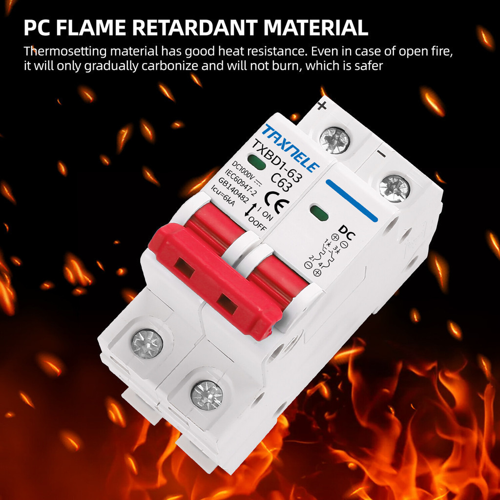 TAXNELE 2P DC MCB 1000V Solar Overload Protection 16A 20A 25A 63A 100A ...