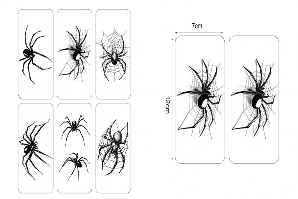 Spooky Halloween Party Props Spider Tattoo Sticker Realistic Spider ...