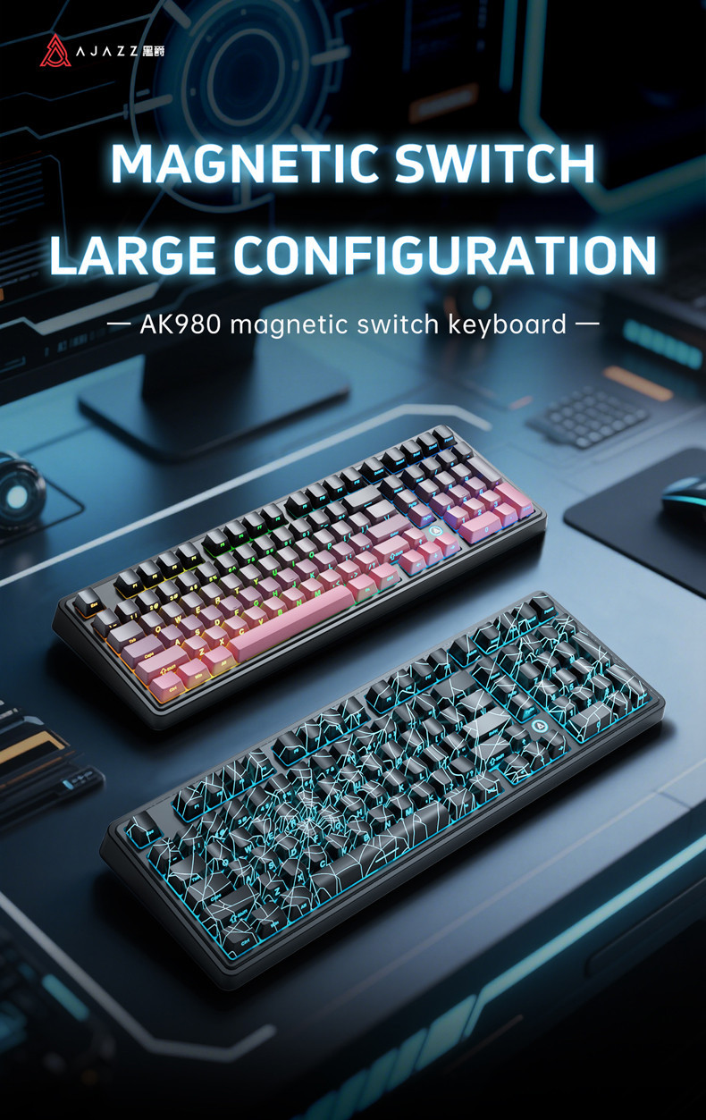 AJAZZ AK980 MAX Magnetic Switch wired Mechanical Keyboard Contour Side ...