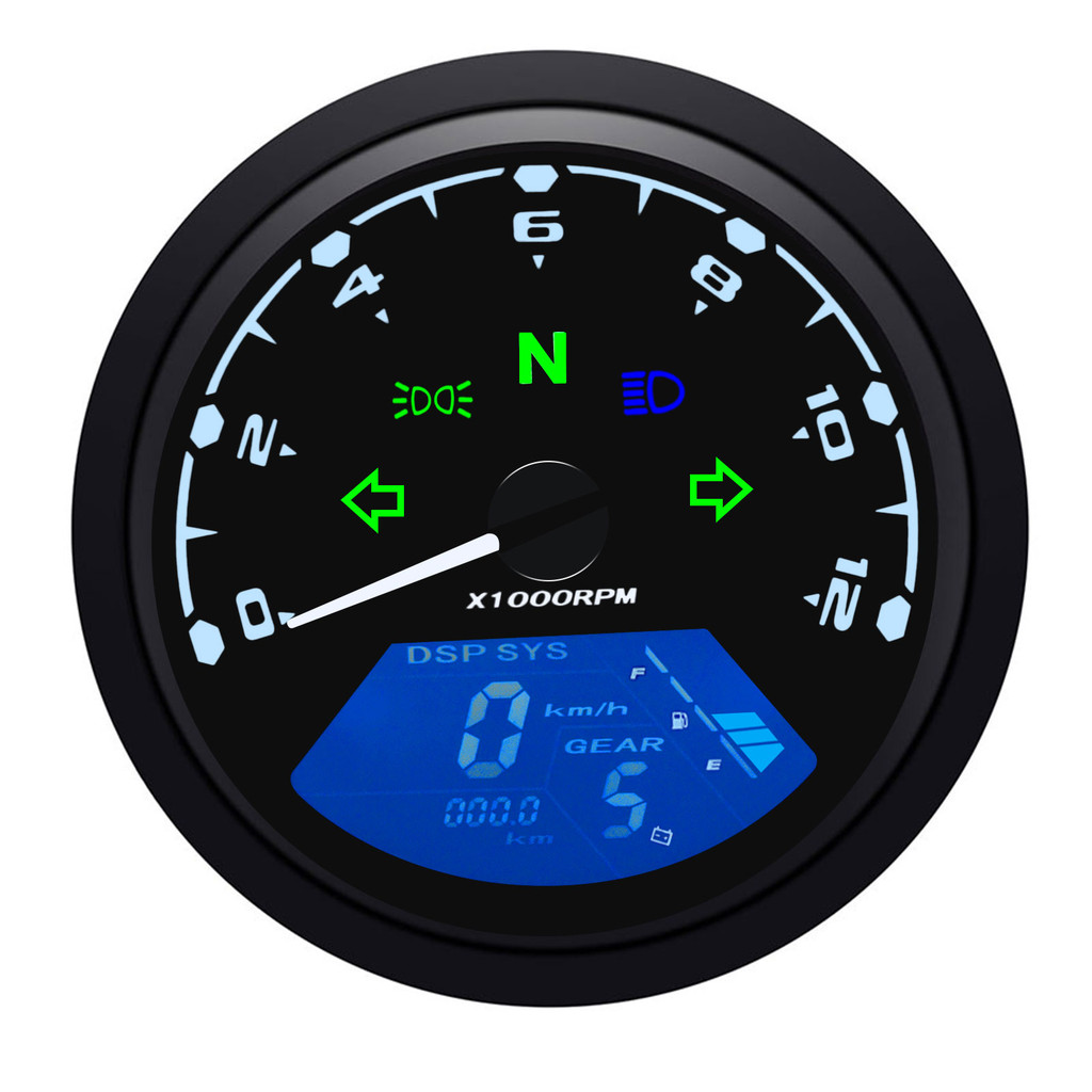 12V Speedometer 35W Universal Motorcycle Digital Instrument LCD Fit ...