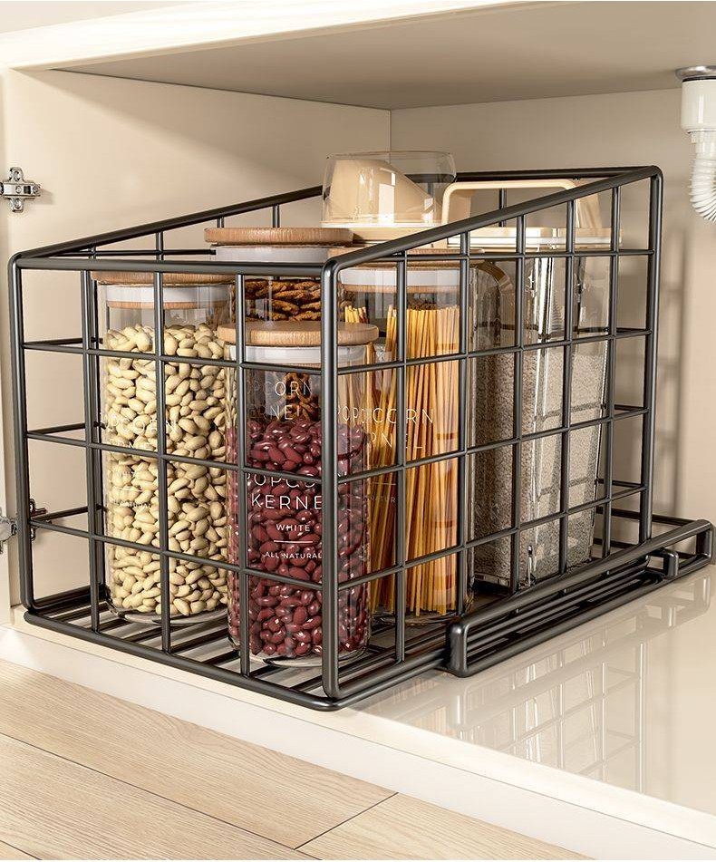 Kitchen cabinet basket, drain trough, storage rack, pull-out multi ...