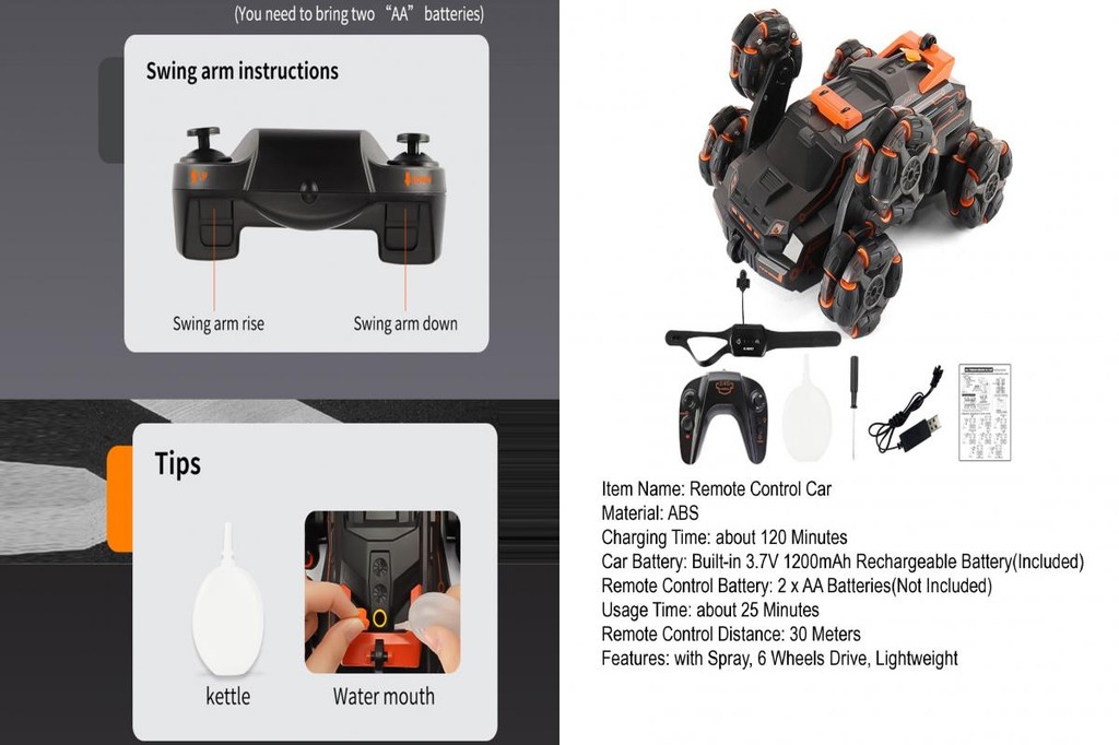 OPPO Remote Control Crawler Remote Control Stunt Car 6-wheel Swing Arm ...