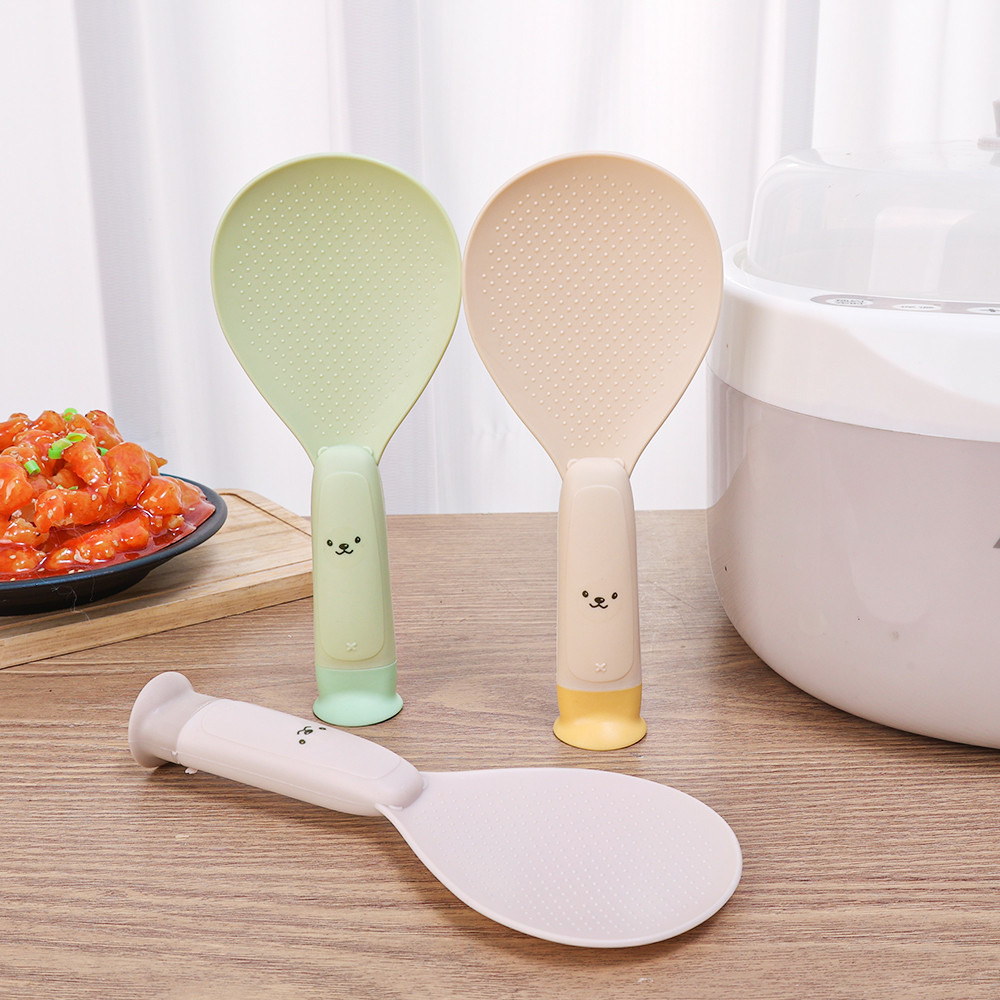Food-grade PP Non-stick Rice Spoon with Suction Cup Base Portable Long ...